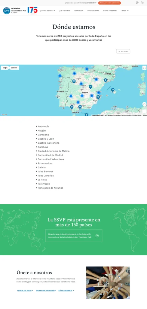 Captura de dónde estamos de ssvp.es